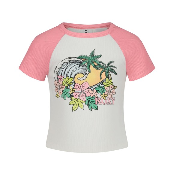 Roxy Other - NWT Roxy Girls Plumeria Swell Ribbed Crew Neck Graphic T-Shirt Pink/White XL/16